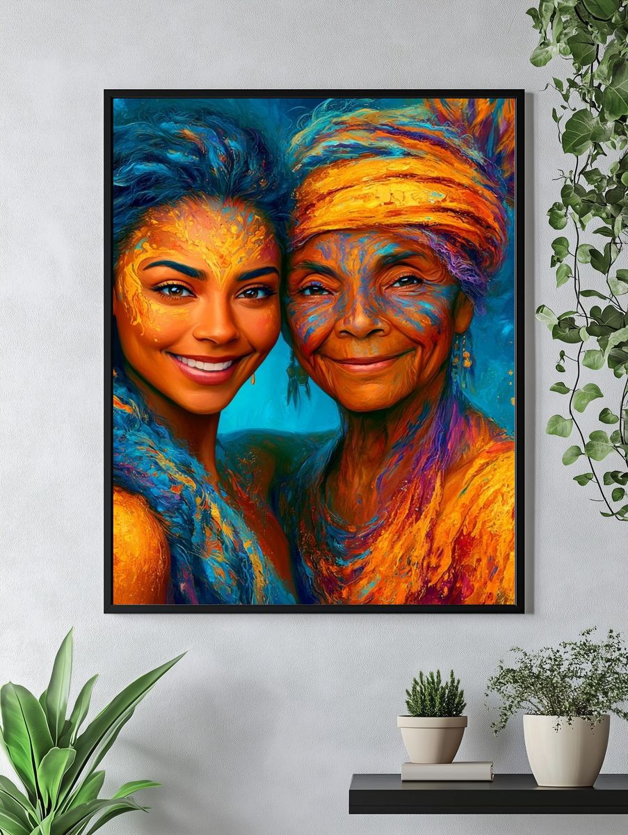 Colorful Portrait Duo Illustration Poster. — room view 4