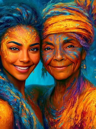 Colorful Portrait Duo Illustration Poster.
