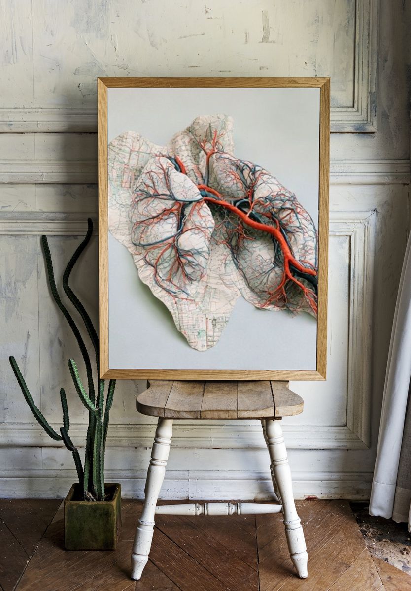 Topographic Heart Anatomy Print. — room view 1