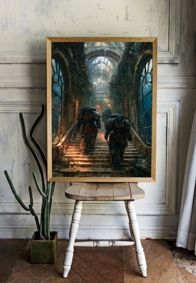 Armored Warriors Cathedral Print. room preview