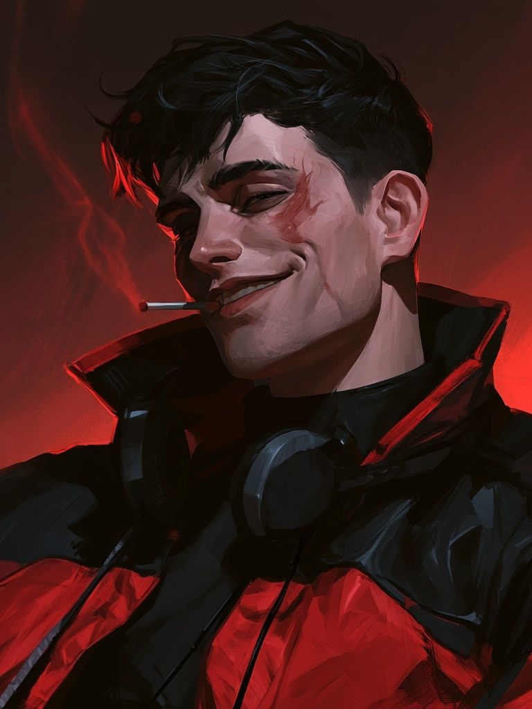 Smirking Cyberpunk Portrait Poster. poster — illustration art