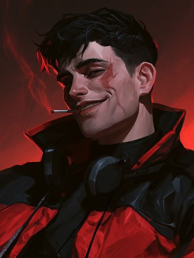 Smirking Cyberpunk Portrait Poster. poster