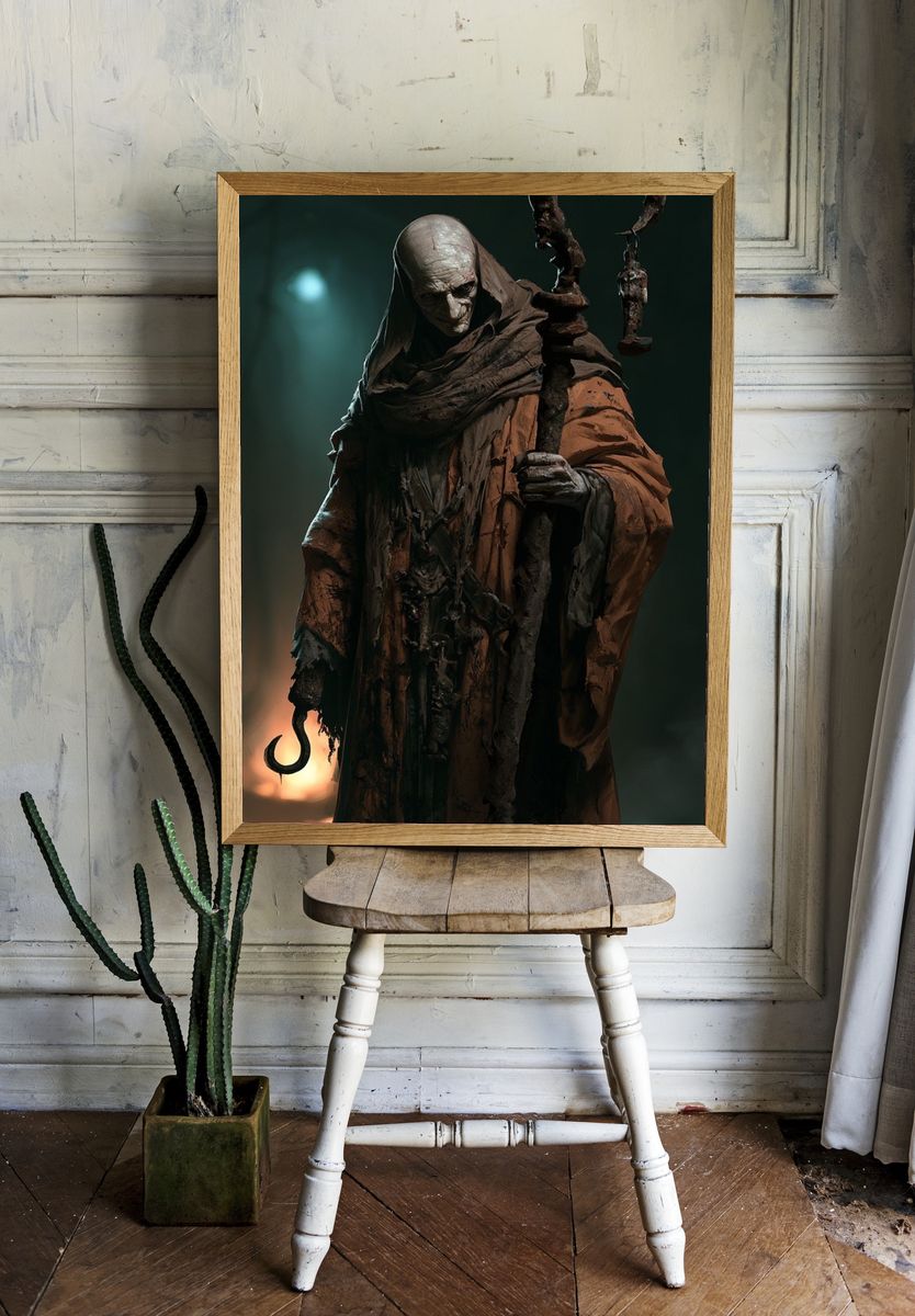 Dark Hooded Wraith Illustration Poster. room preview