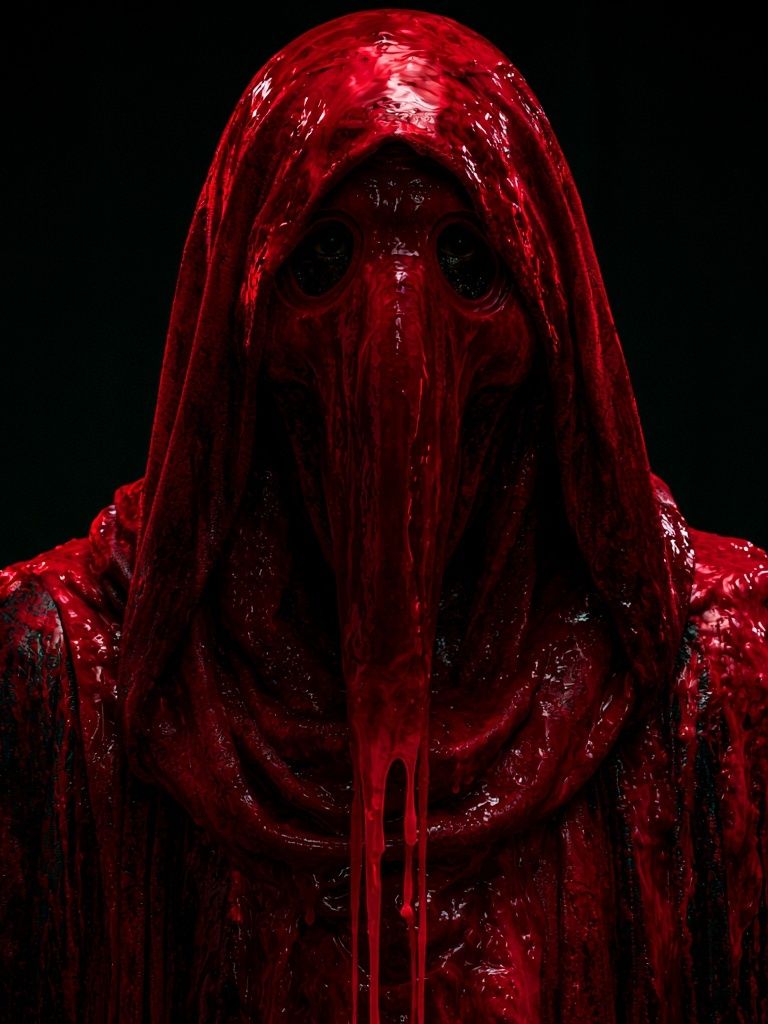 Crimson Hooded Horror Portrait Poster. poster — illustration art