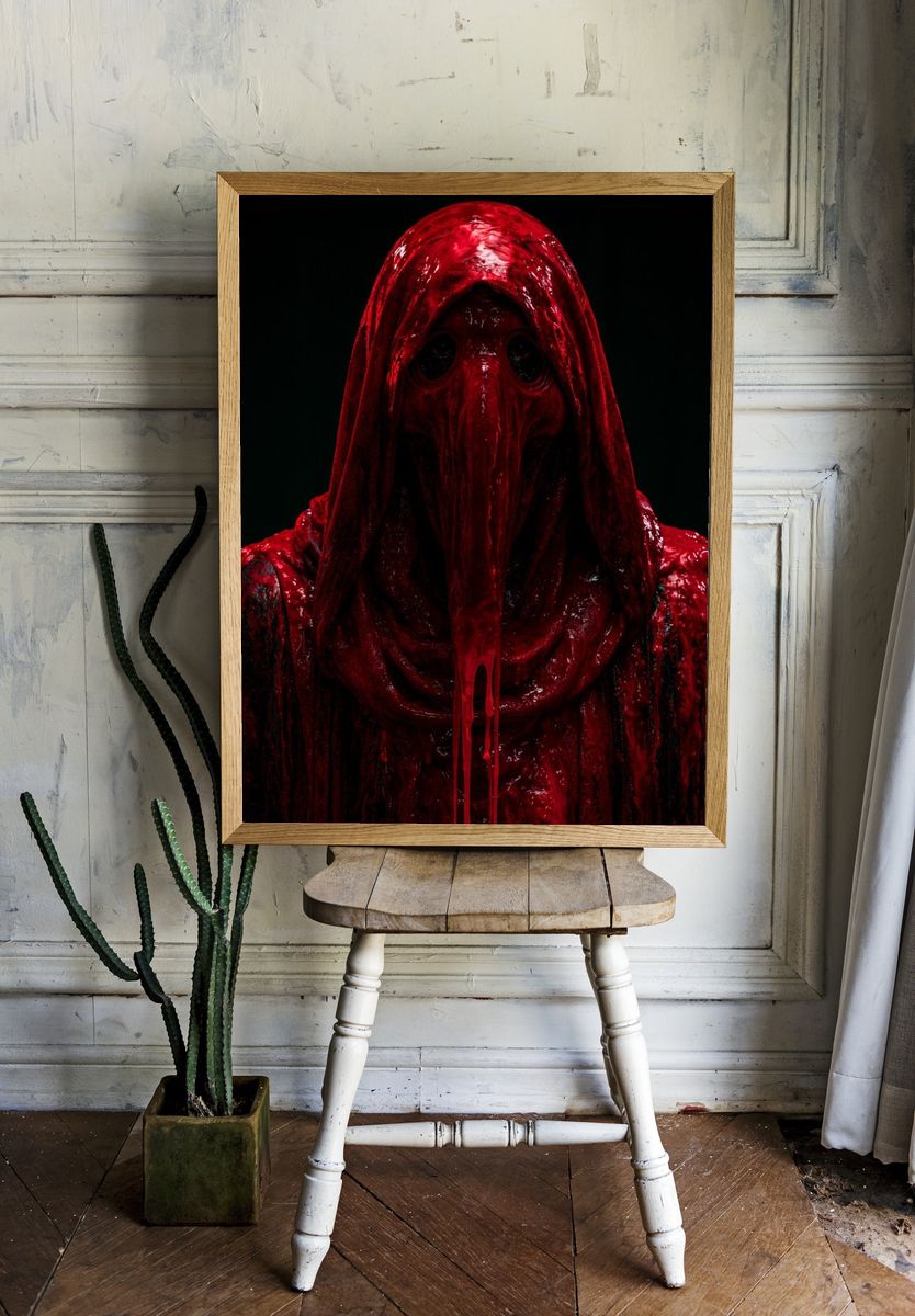 Crimson Hooded Horror Portrait Poster. room preview
