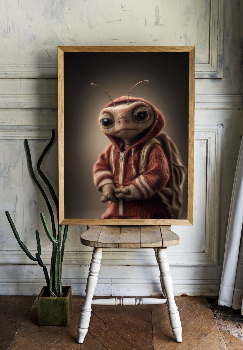 Cute Alien Portrait Illustration Poster. room preview