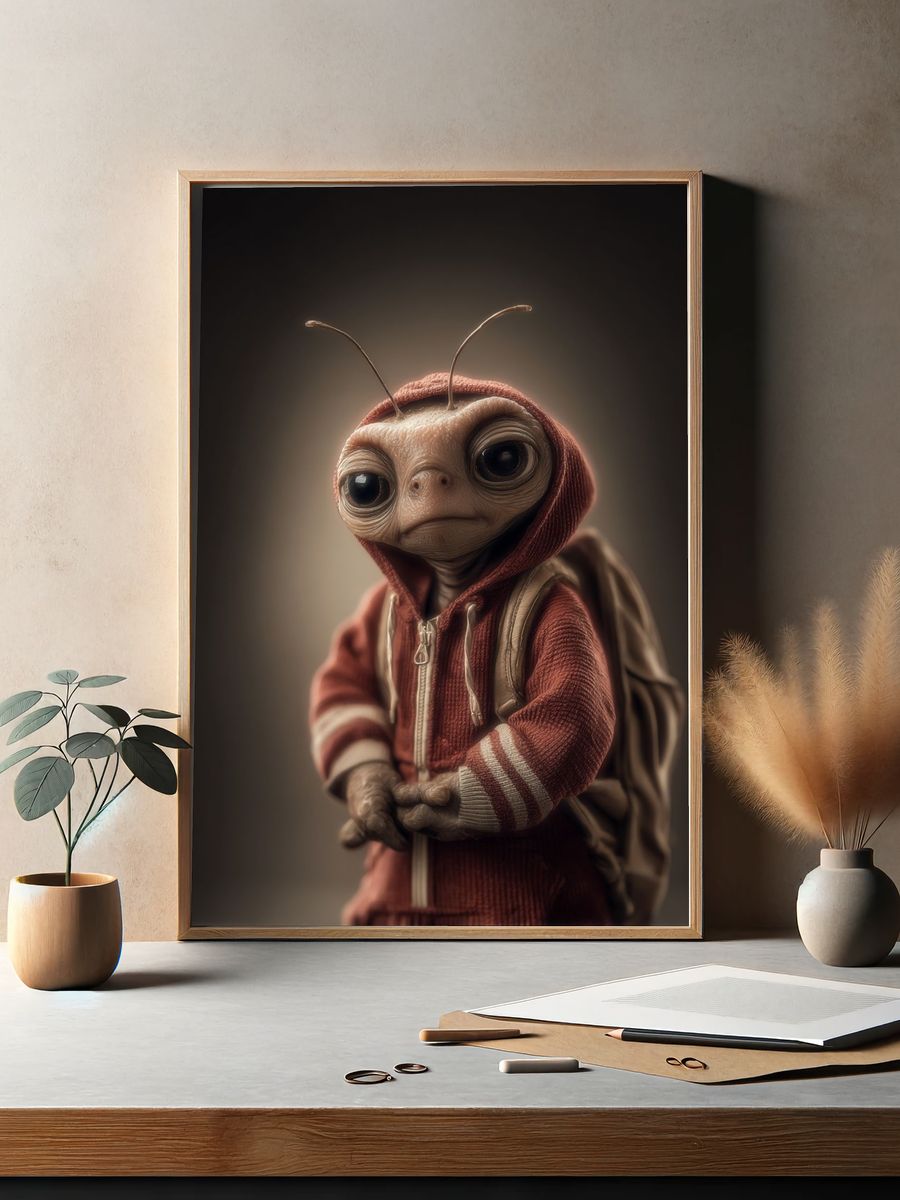 Cute Alien Portrait Illustration Poster. — room view 2