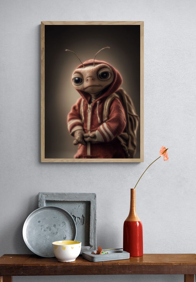 Cute Alien Portrait Illustration Poster. — room view 3