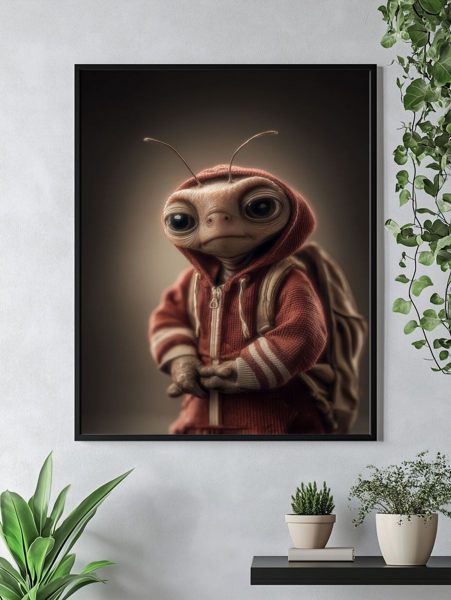 Cute Alien Portrait Illustration Poster. — room view 4