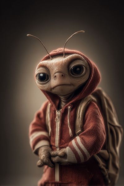 Cute Alien Portrait Illustration Poster. poster
