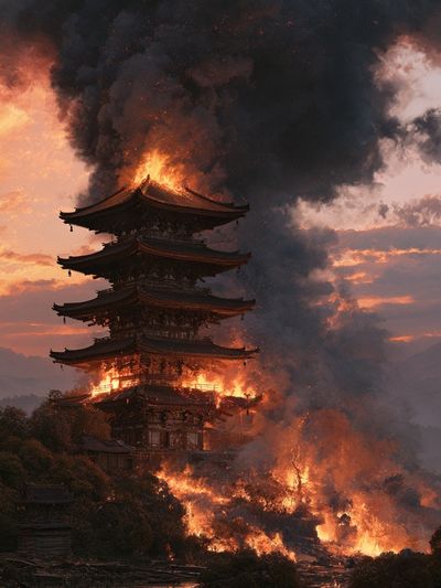 Burning Pagoda — Cinematic Print.