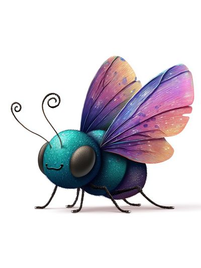 Rainbow Butterfly Bug Illustration Poster.