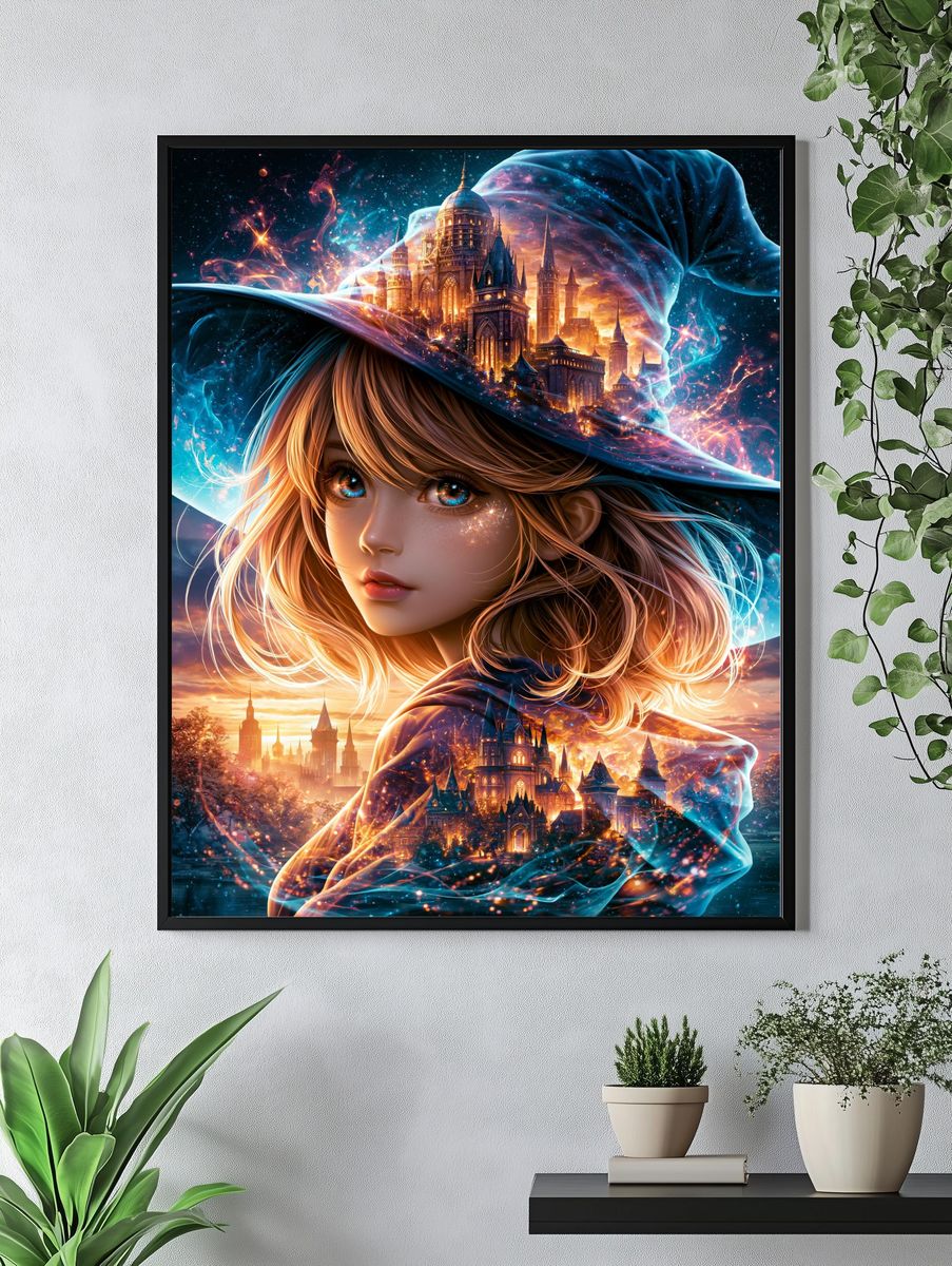 Enchanted Girl and Castle Fantasy Print. — room view 4