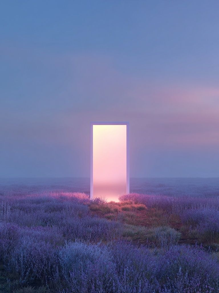 Lavender Portal Surrealism Poster. poster detail