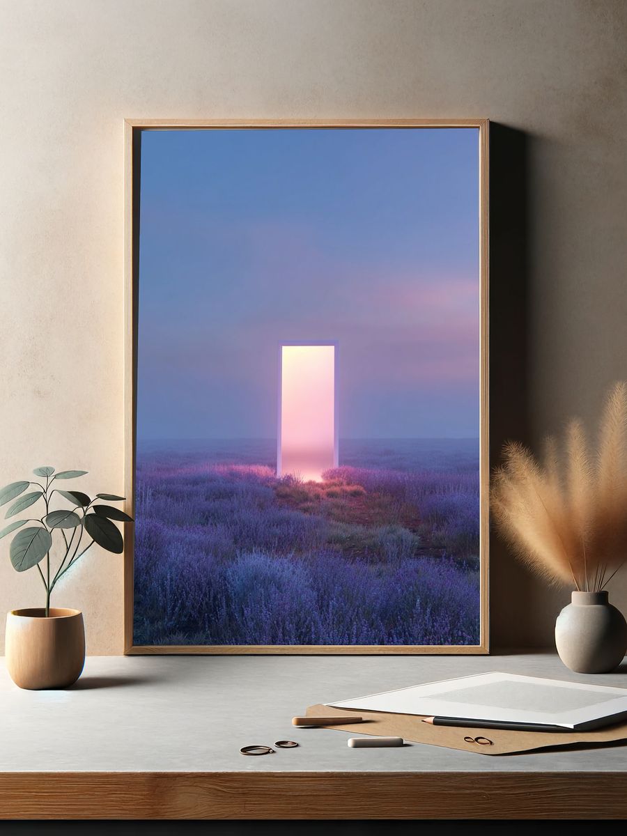 Lavender Portal Surrealism Poster. — room view 2