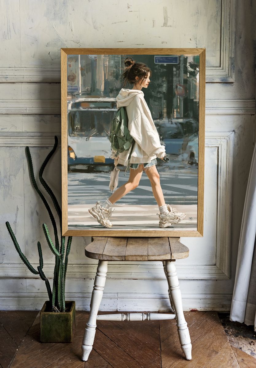 Urban Street Walker Illustration Poster. room preview