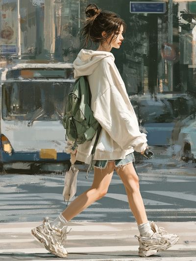 Urban Street Walker Illustration Poster.