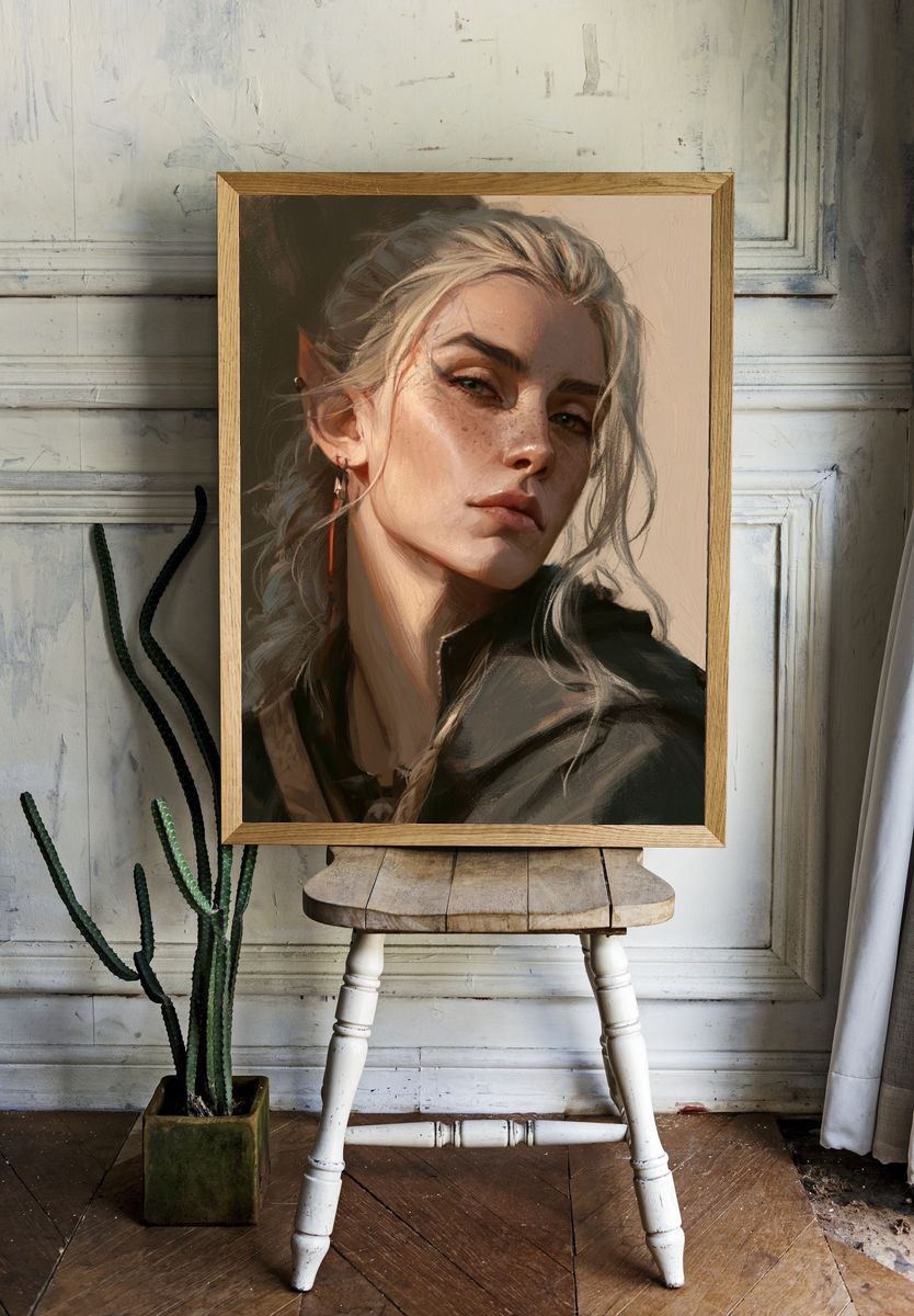 Elven Portrait Digital Art Poster. room preview