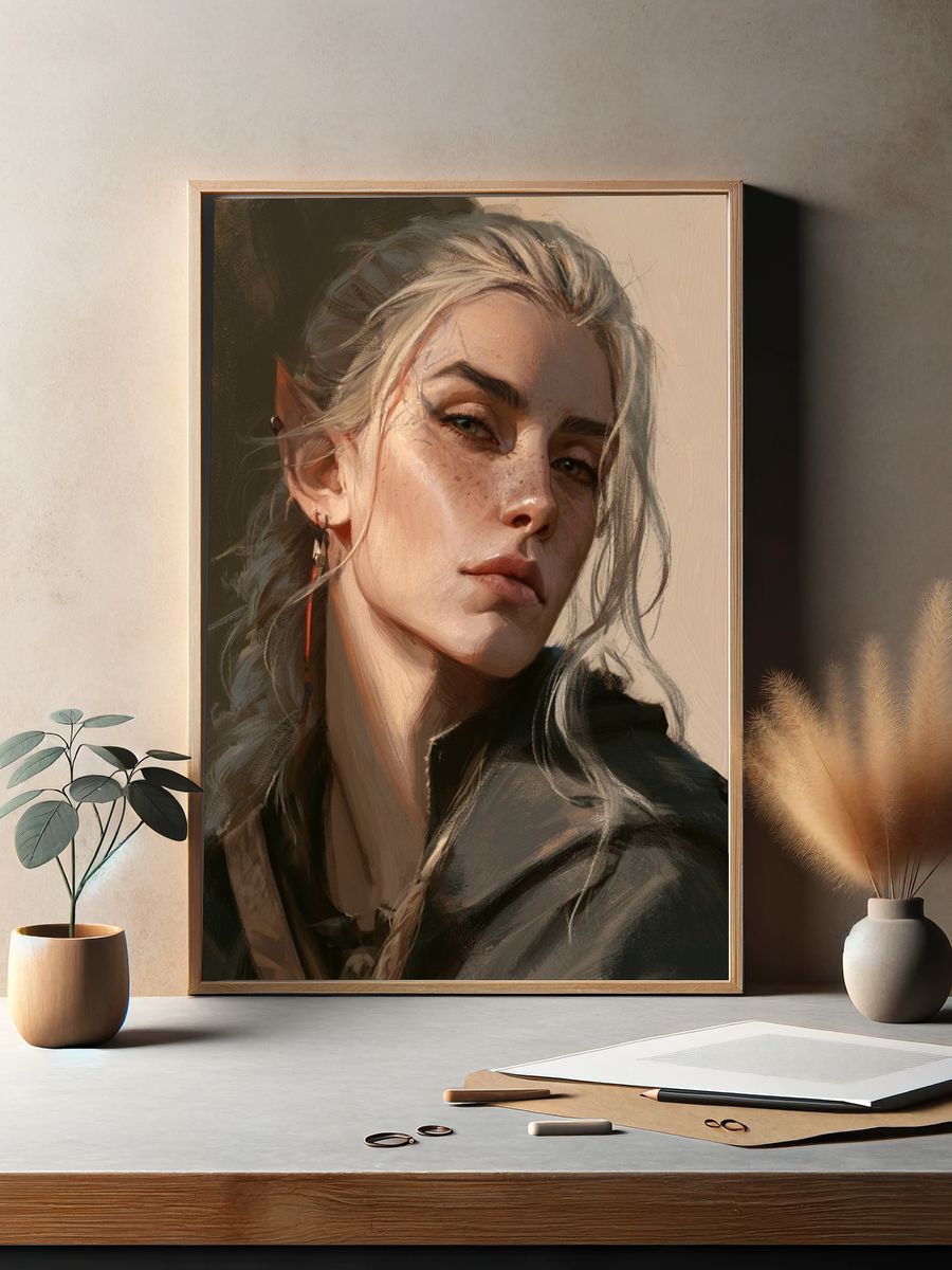 Elven Portrait Digital Art Poster. — room view 2