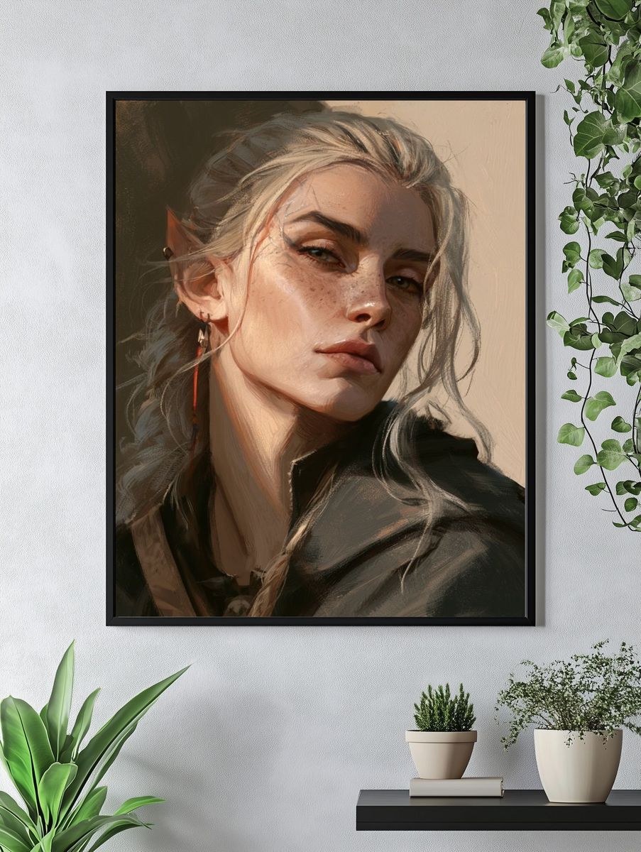 Elven Portrait Digital Art Poster. — room view 4