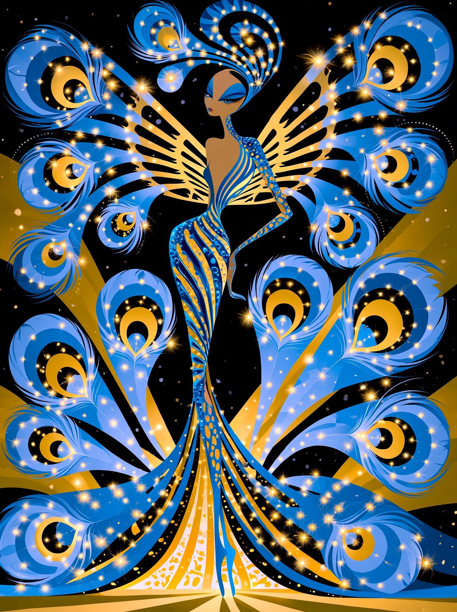 Peacock Goddess Digital Art Poster. poster — illustration art