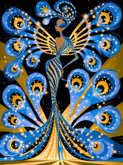 Peacock Goddess Digital Art Poster.