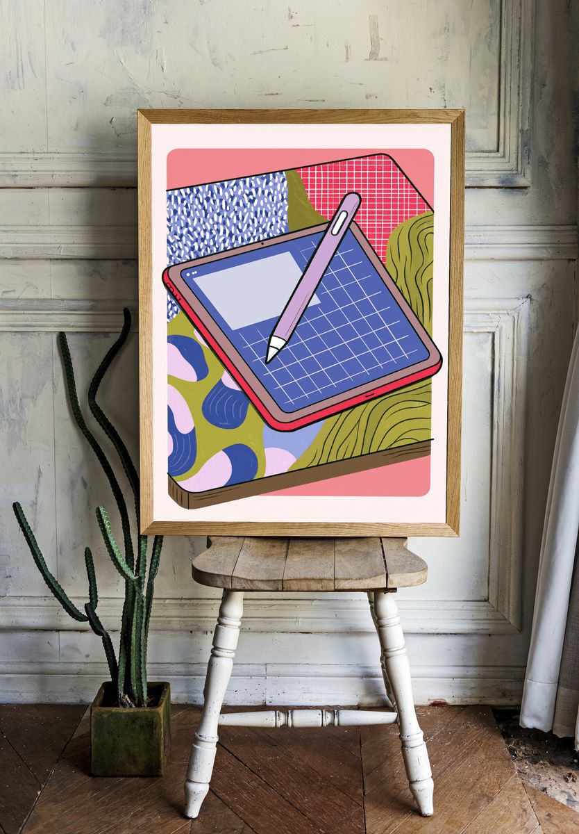 Digital Tablet Illustration Poster. room preview