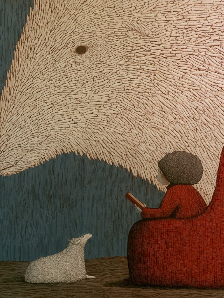 Girl and Sheep Surreal Illustration Poster. poster — illustration art