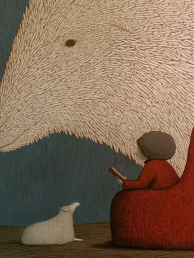Girl and Sheep Surreal Illustration Poster. poster