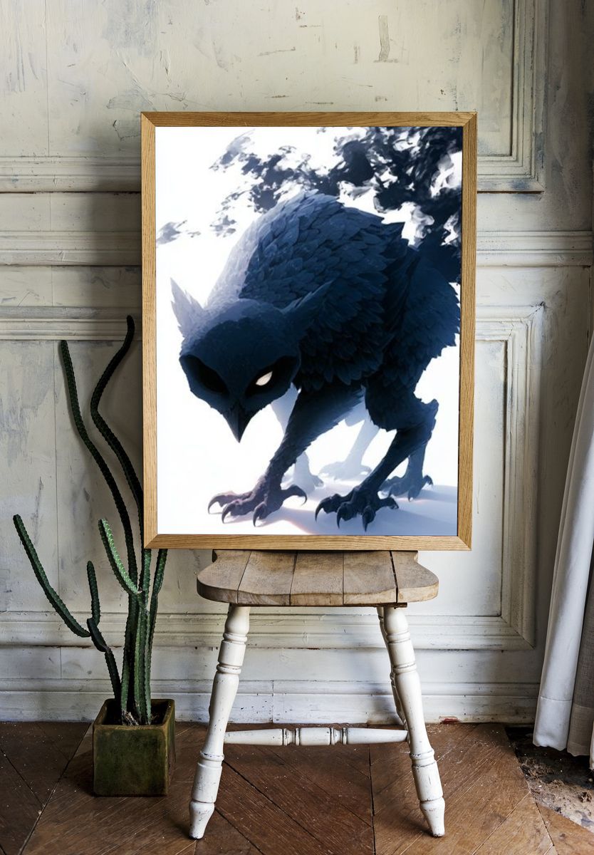 Dark Raven Digital Art Poster. — room view 1