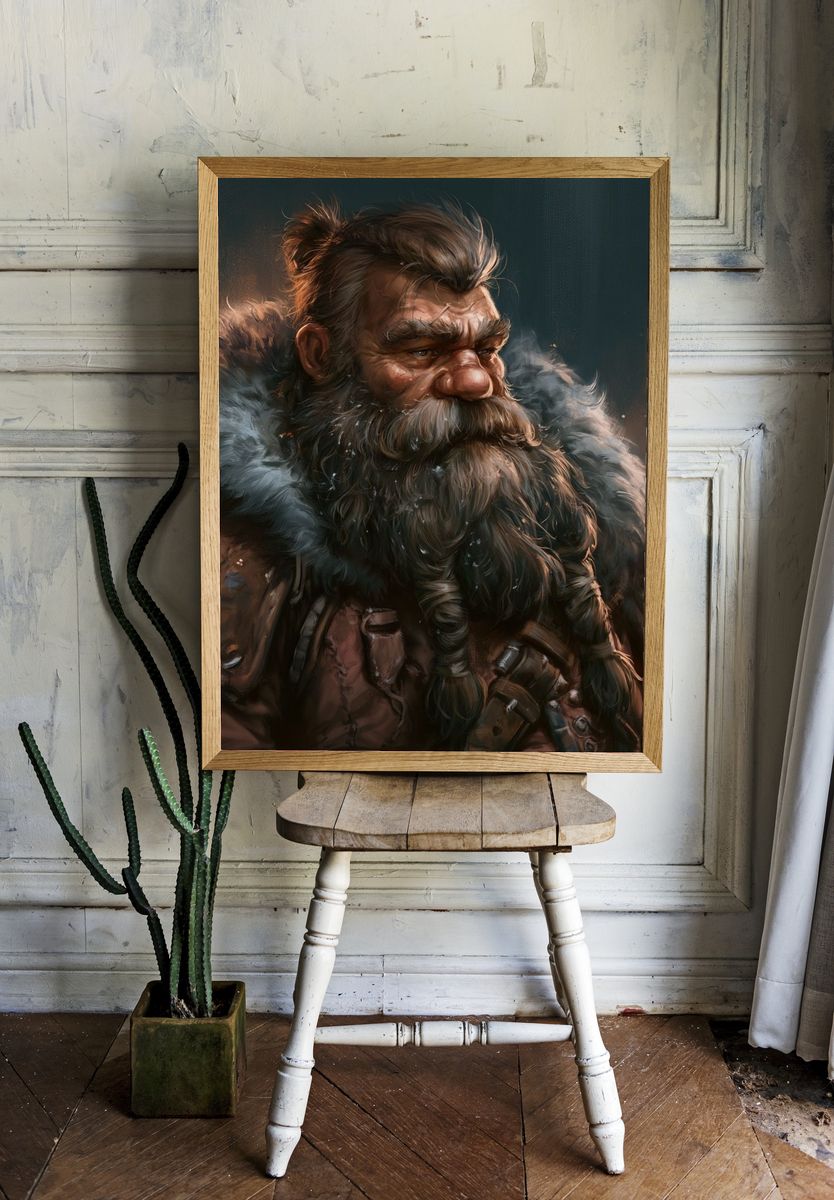 Bearded Warrior Portrait Print. — room view 1