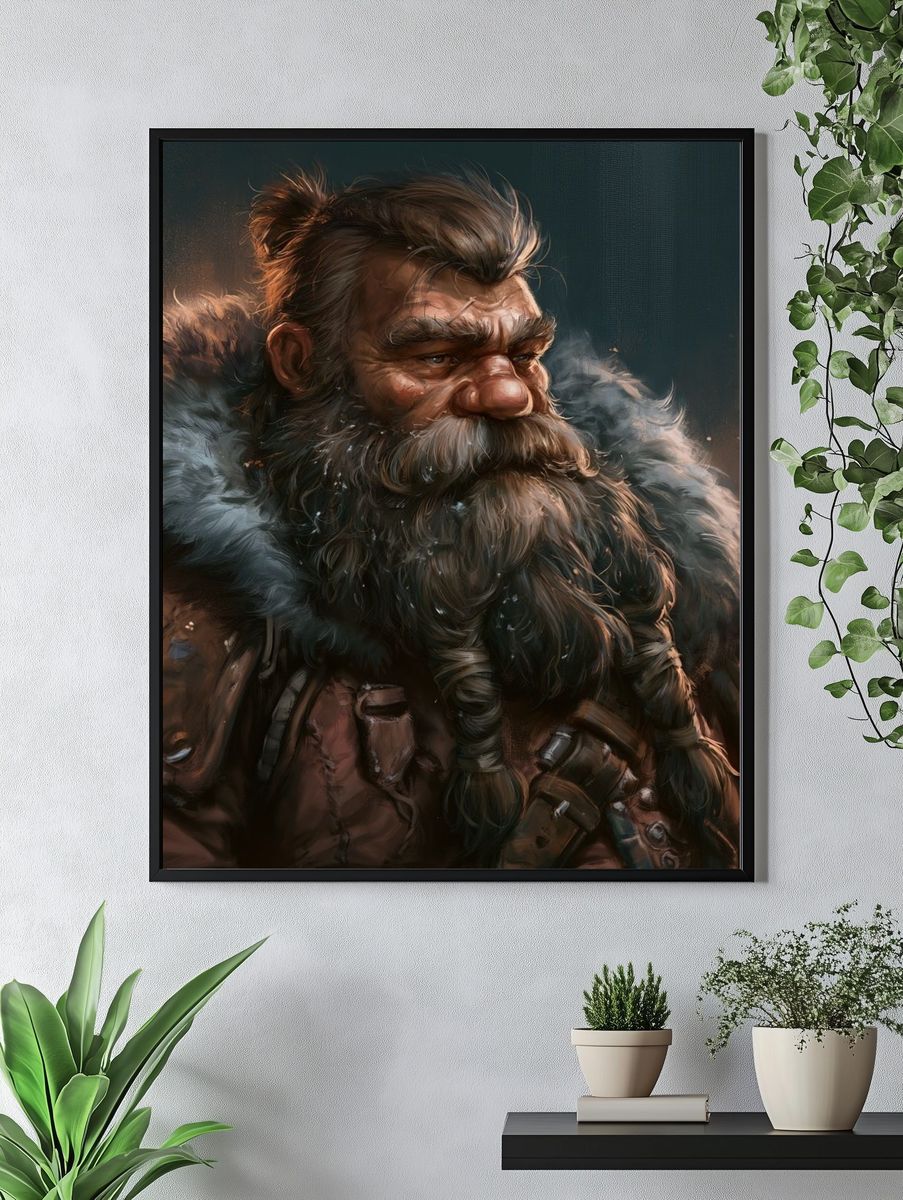 Bearded Warrior Portrait Print. — room view 4