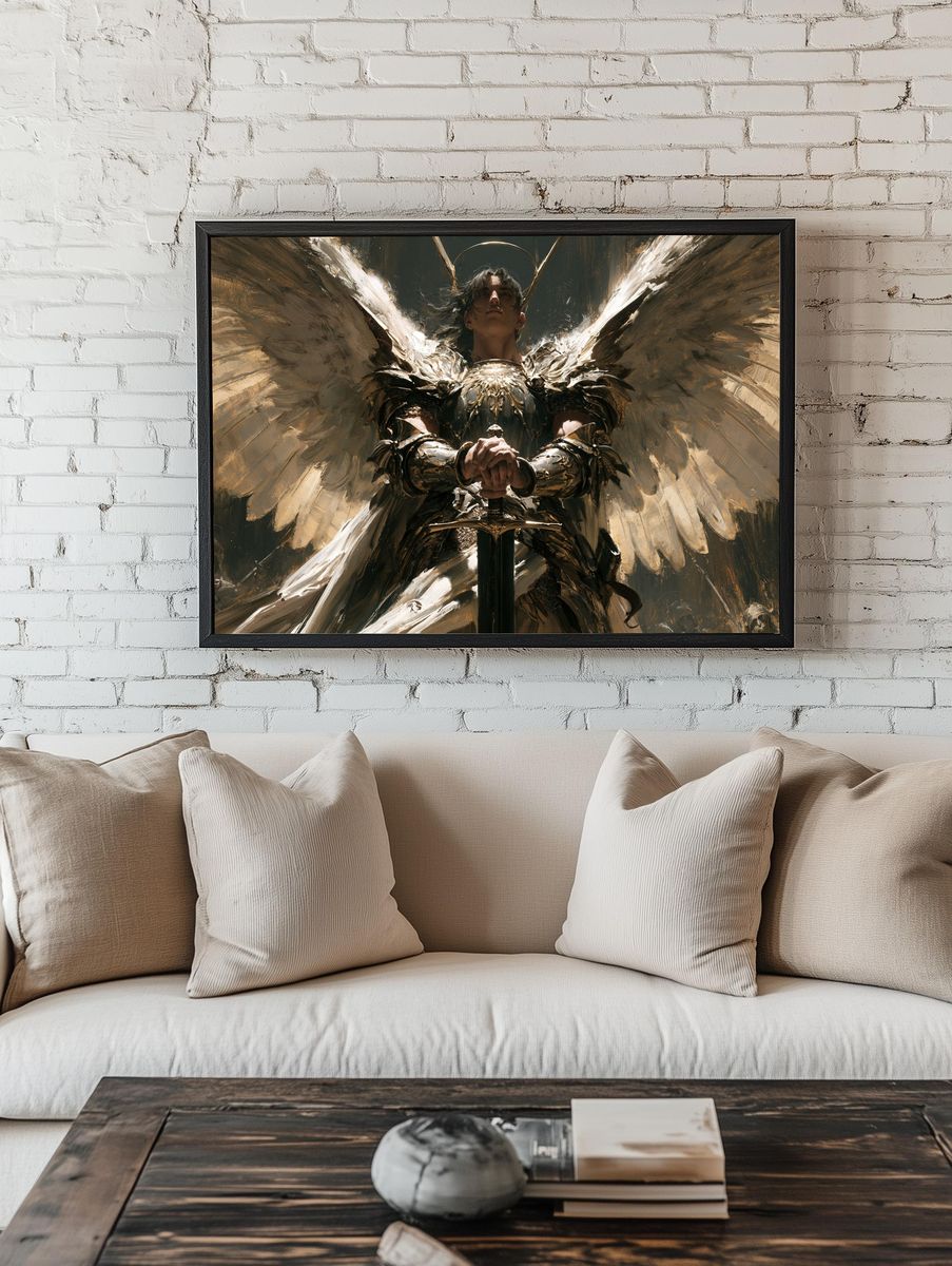 Winged Warrior — Fantasy Print. — room view 1