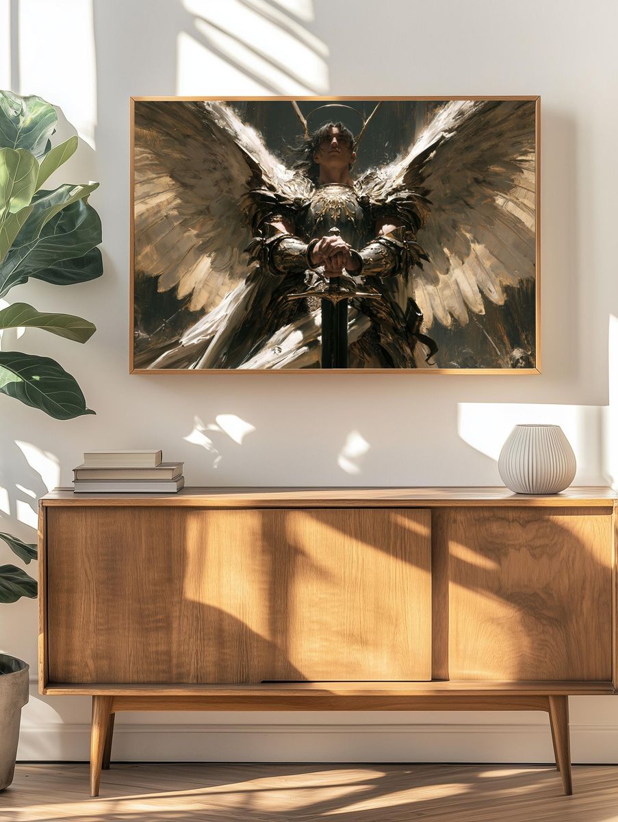 Winged Warrior — Fantasy Print. — room view 3