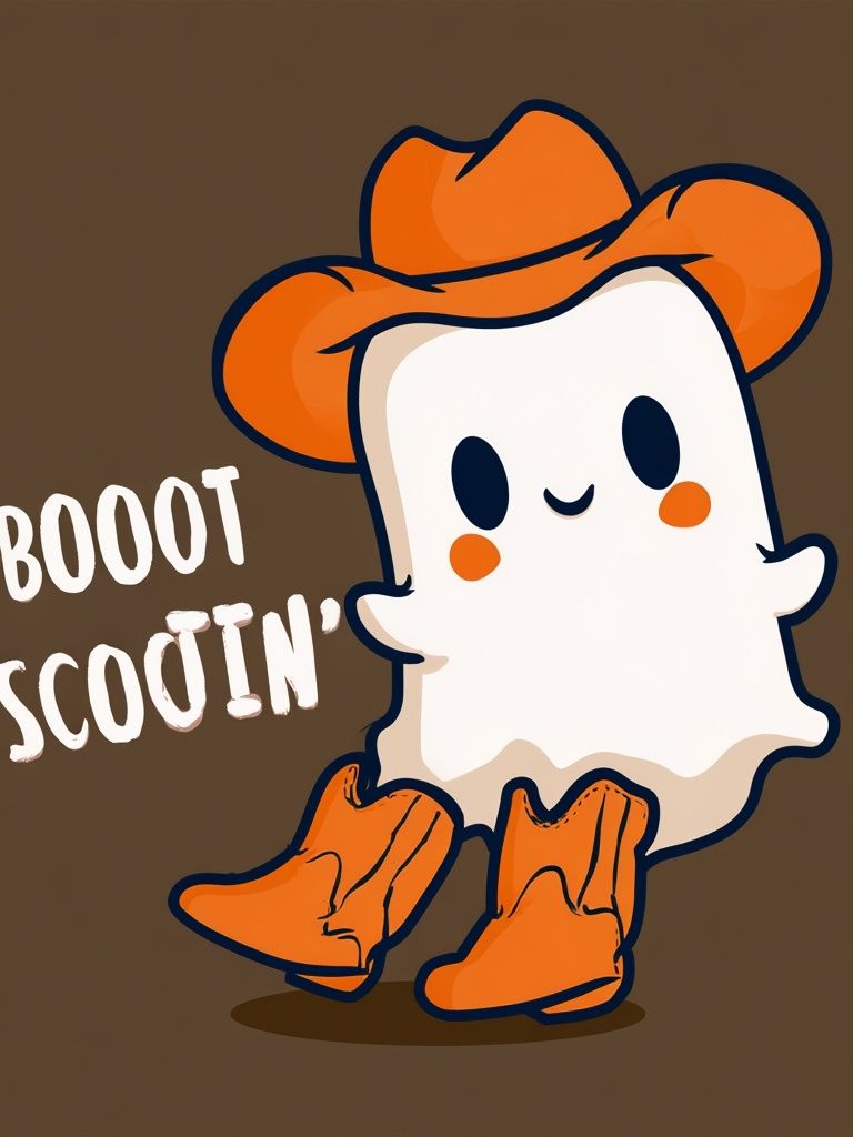Boot Scootin' Ghost Cartoon Poster. poster — illustration art