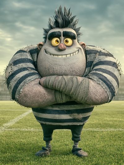 Cartoon Rugby Player Illustration Poster.