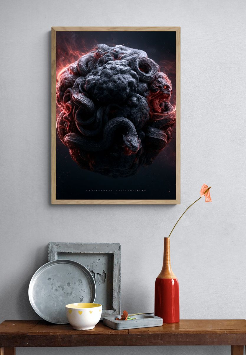 Eldritch Serpent Orb — Dark Fantasy Print. — room view 3