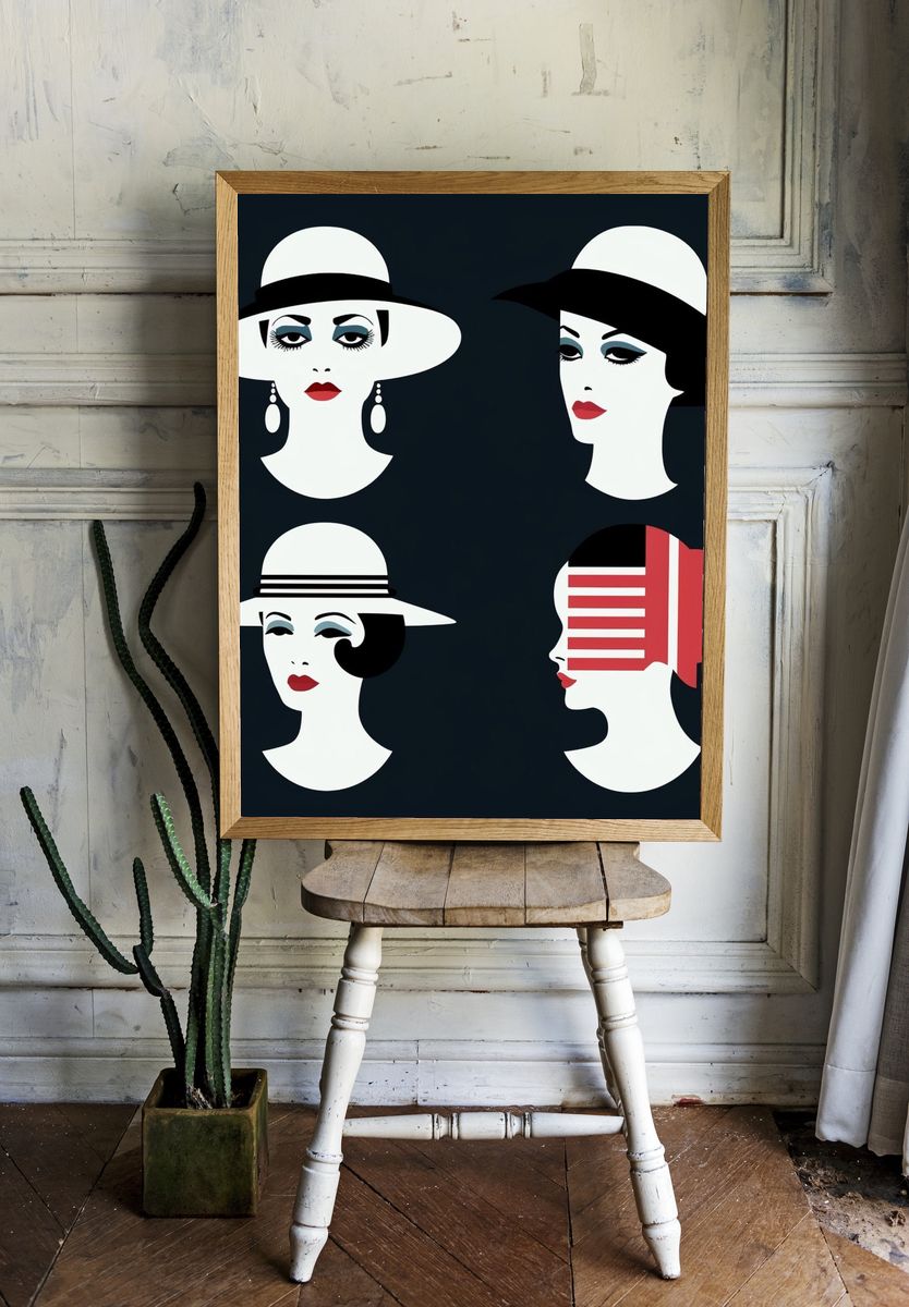 Art Deco Women Illustration Poster. — room view 1
