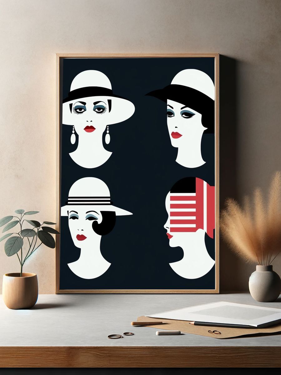 Art Deco Women Illustration Poster. — room view 2