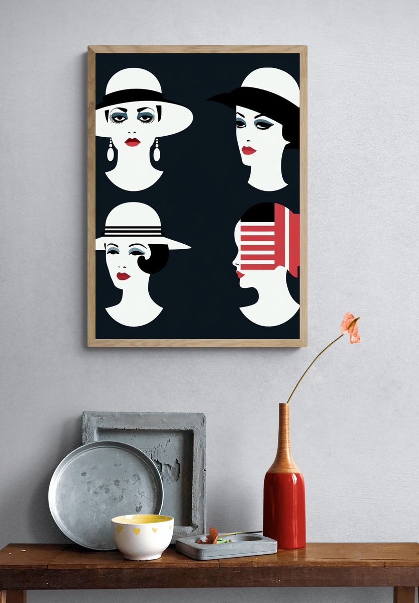 Art Deco Women Illustration Poster. — room view 3