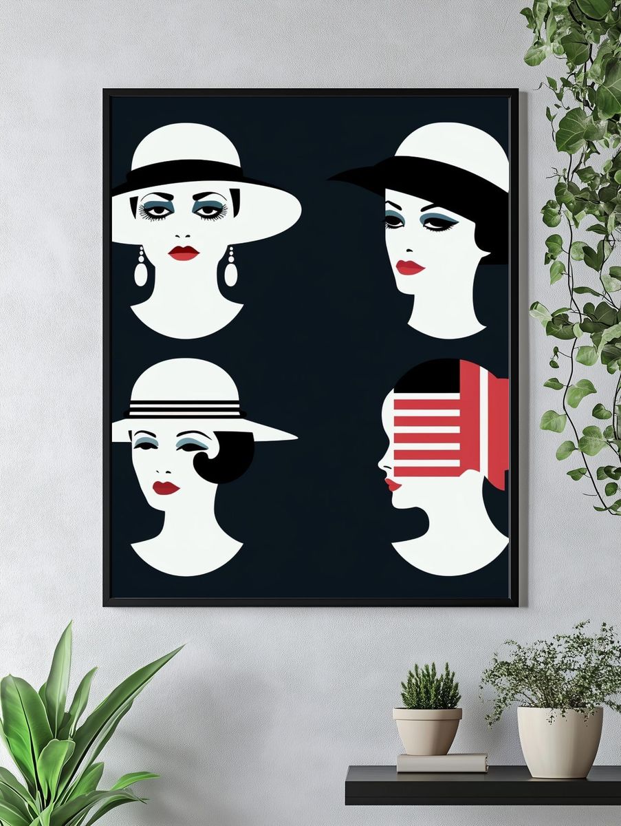 Art Deco Women Illustration Poster. — room view 4