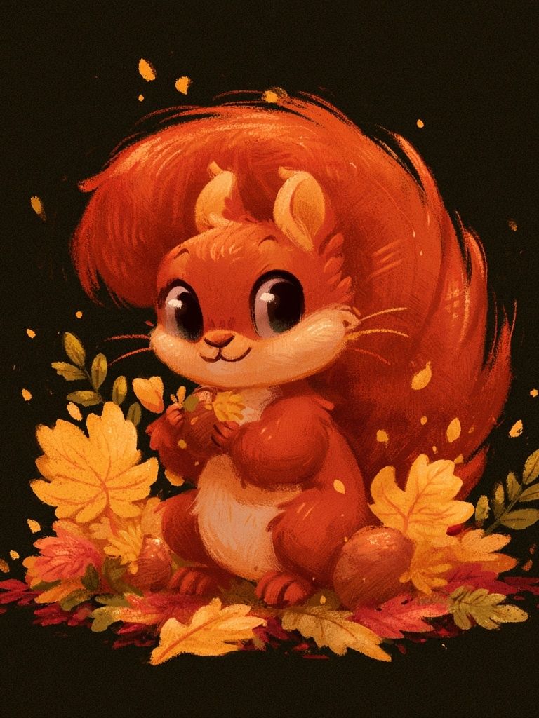 Autumn Squirrel Illustration Poster. poster detail