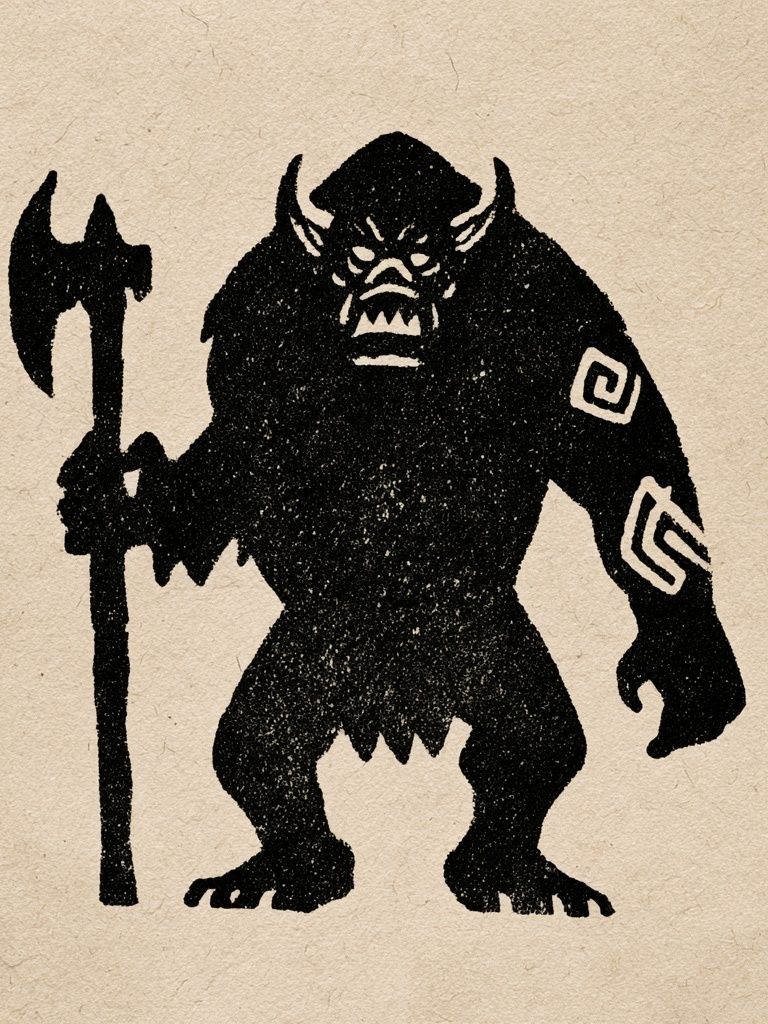 Mythic Ogre Silhouette Print. poster — illustration art