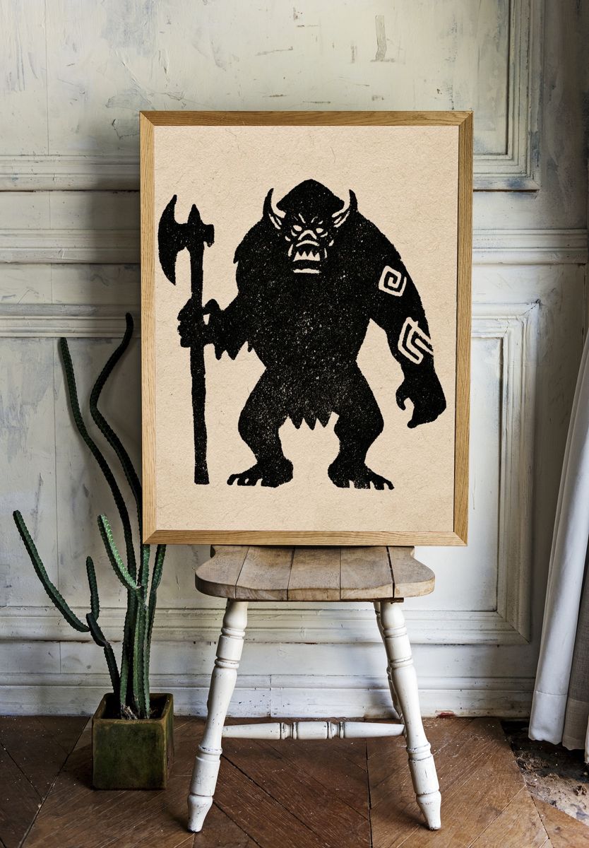 Mythic Ogre Silhouette Print. room preview