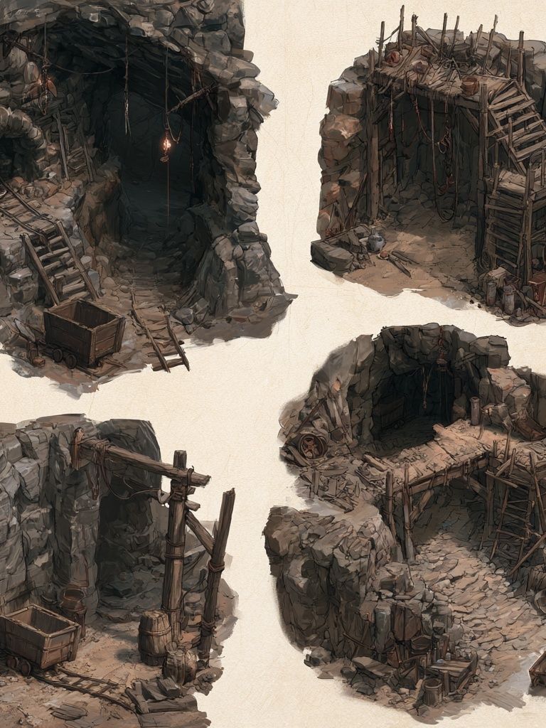 Underground Mine Concept Art Poster. poster — illustration art
