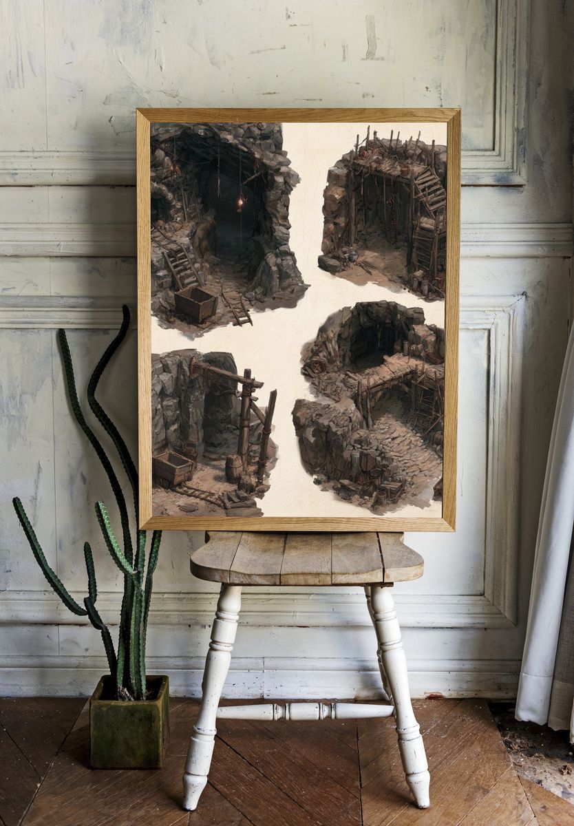 Underground Mine Concept Art Poster. — room view 1