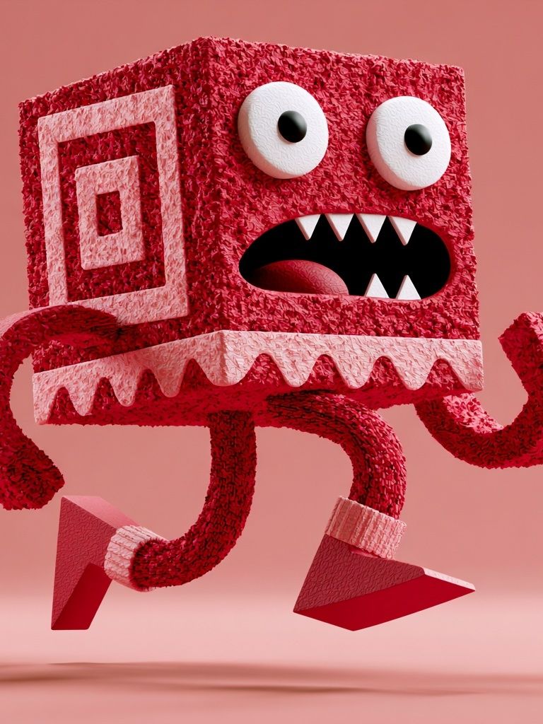 Playful Red Monster Illustration Poster. poster detail