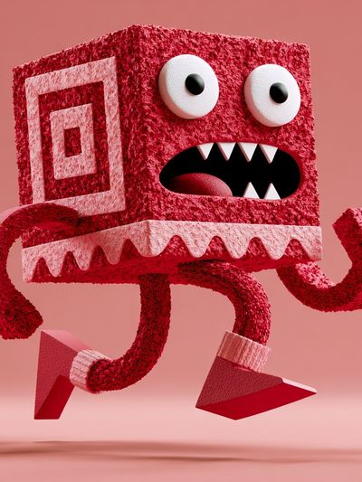 Playful Red Monster Illustration Poster. poster