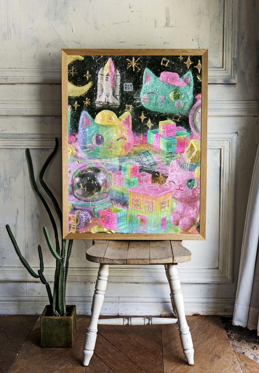 Kawaii Space Cats Poster. room preview