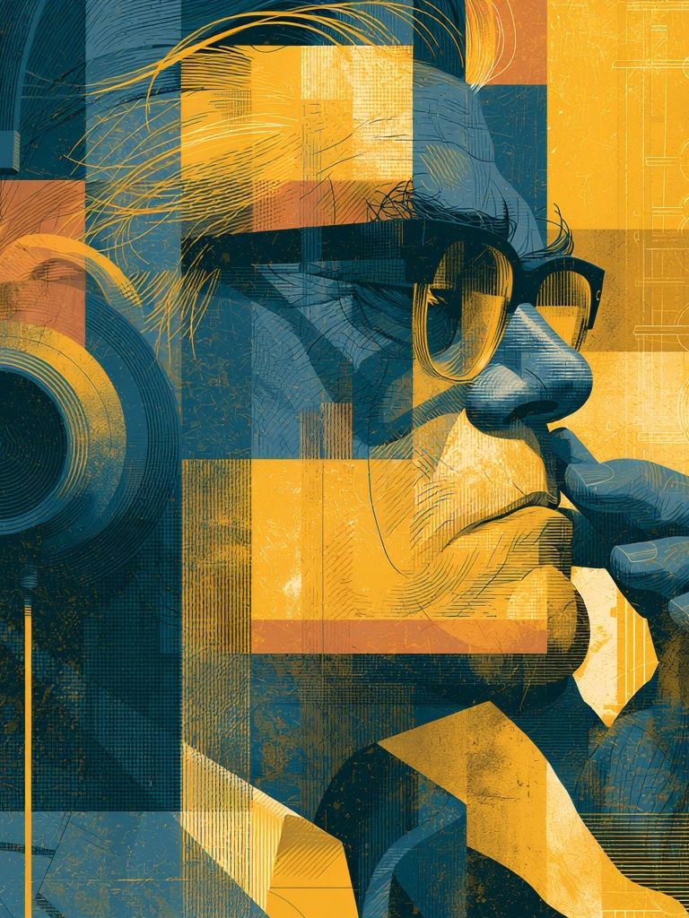 Contemplative Man Digital Art Poster. poster detail